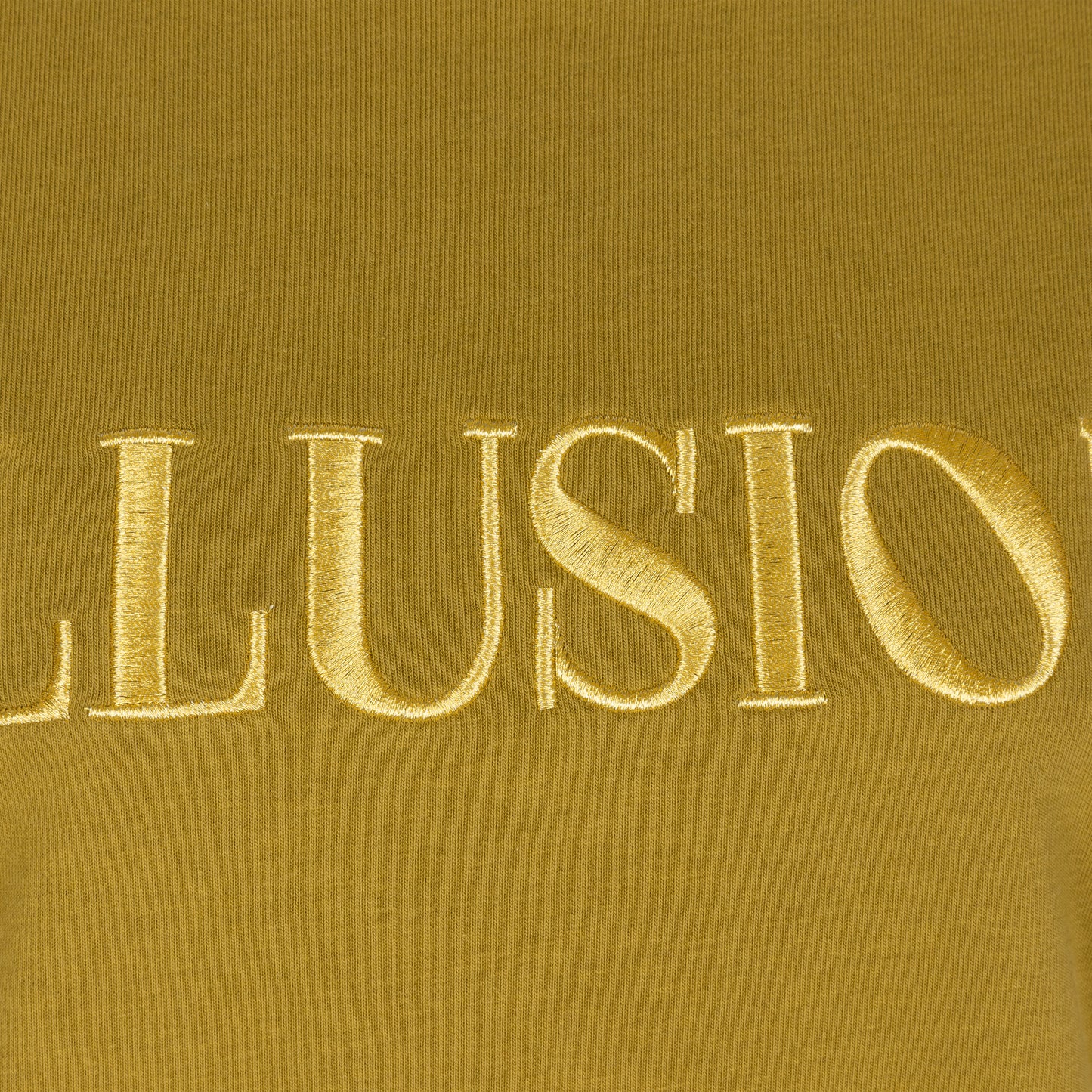 ESQUALO ILLUSION Olive & Gold Embroidered Crewneck Sweater