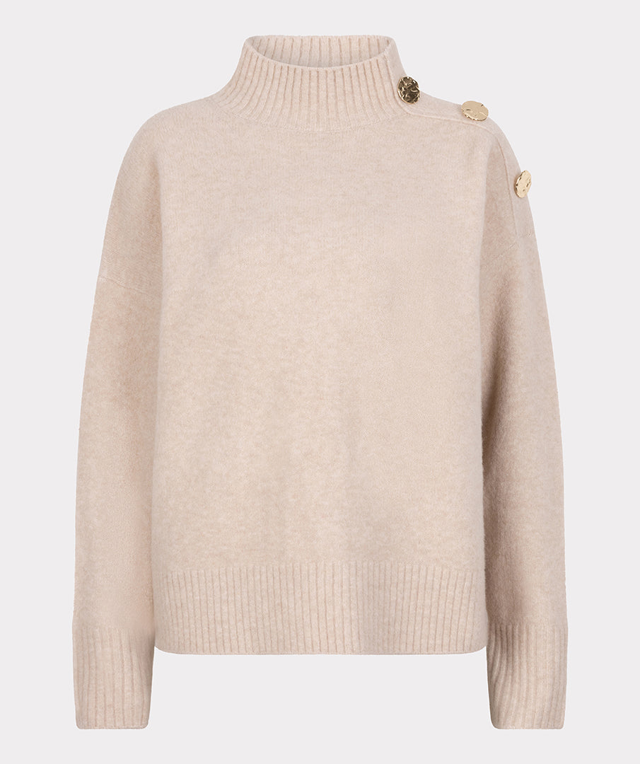 ESQUALO CAMILLA Cream Gold Button Knit
