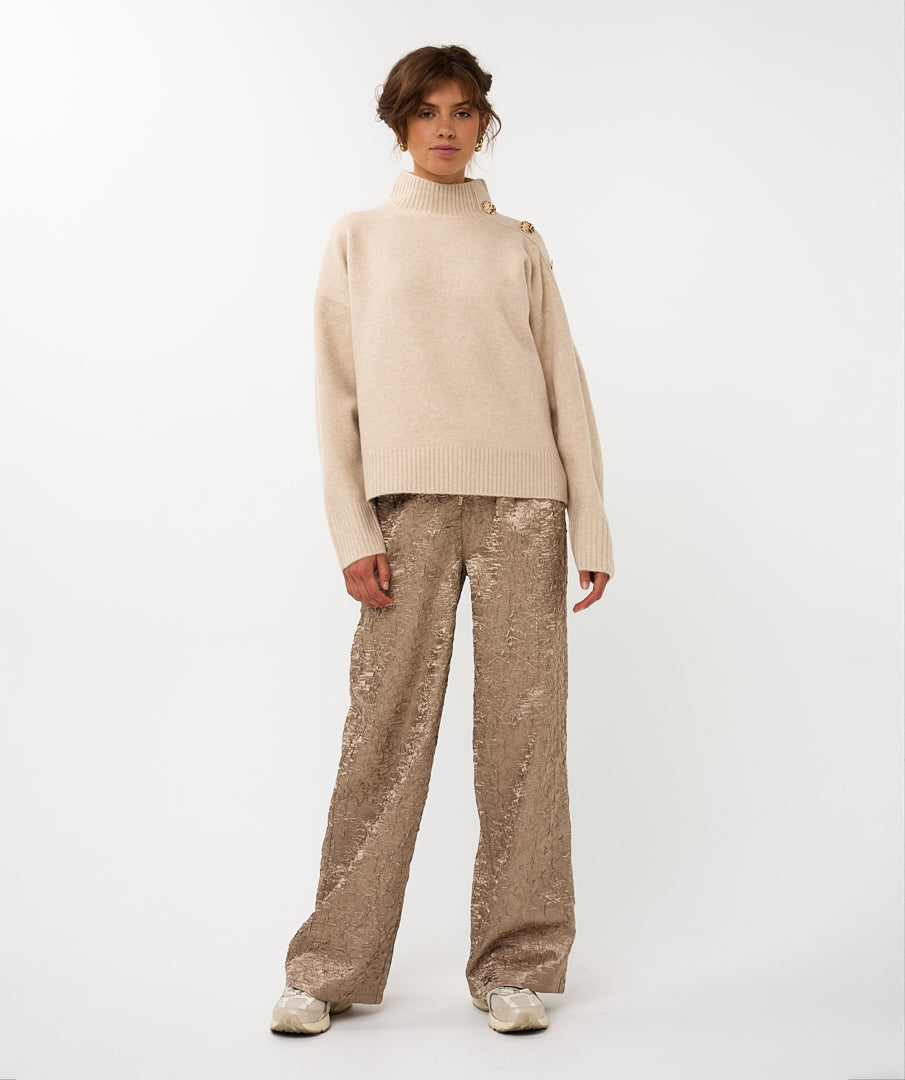 ESQUALO CAMILLA Cream Gold Button Knit