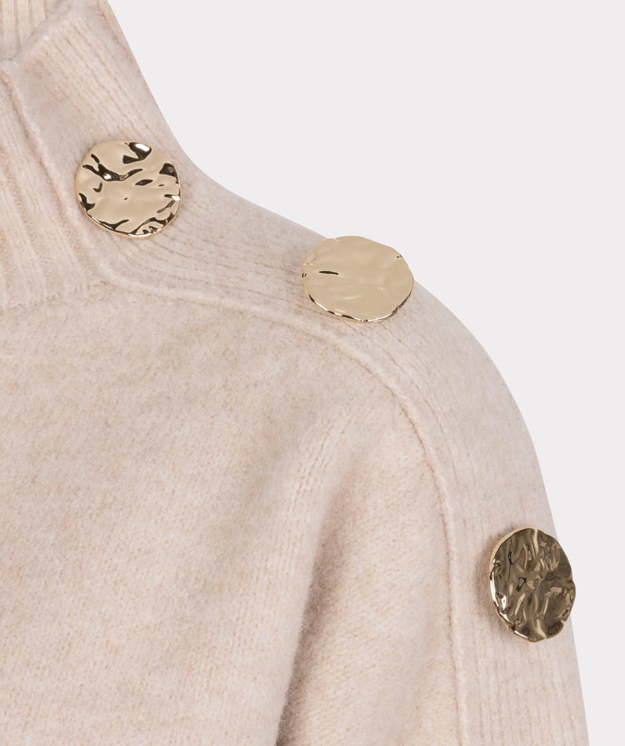 ESQUALO CAMILLA Cream Gold Button Knit