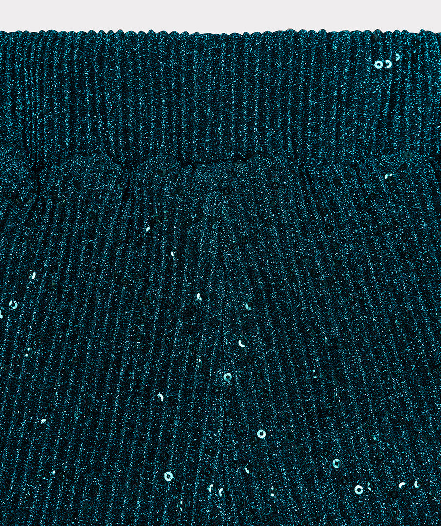ESQUALO SAFIA Teal Lurex Sparkle Crinkle Trousers