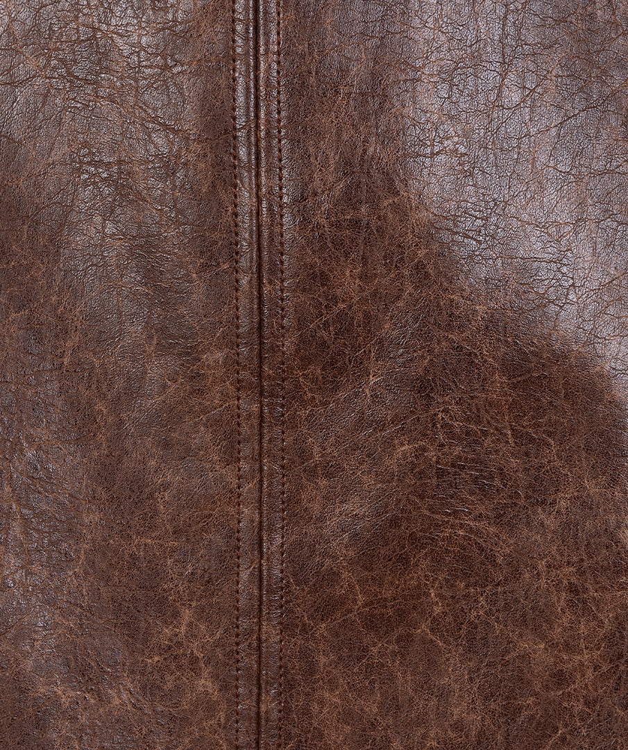 ESQUALO NEVE Brown Faux Leather Skirt