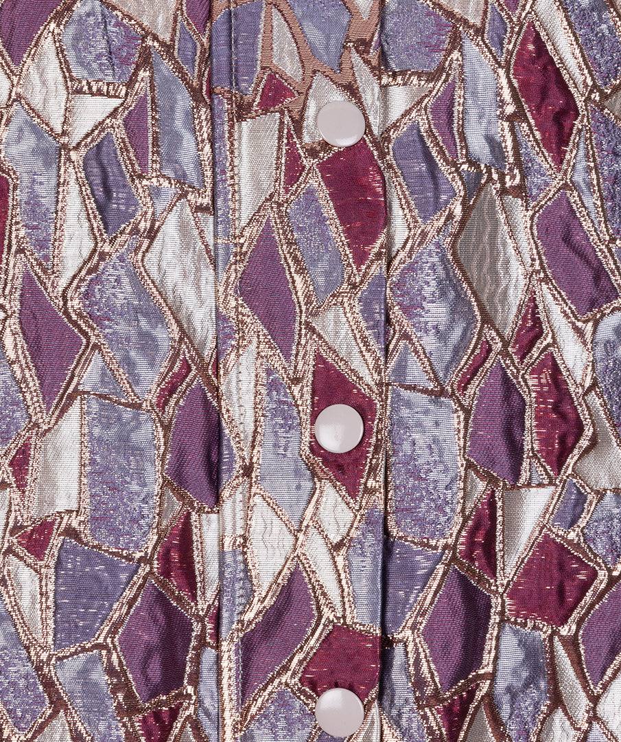 ESQUALO REINA Metallic Mosaic Jewel-Tone Bomber Jacket