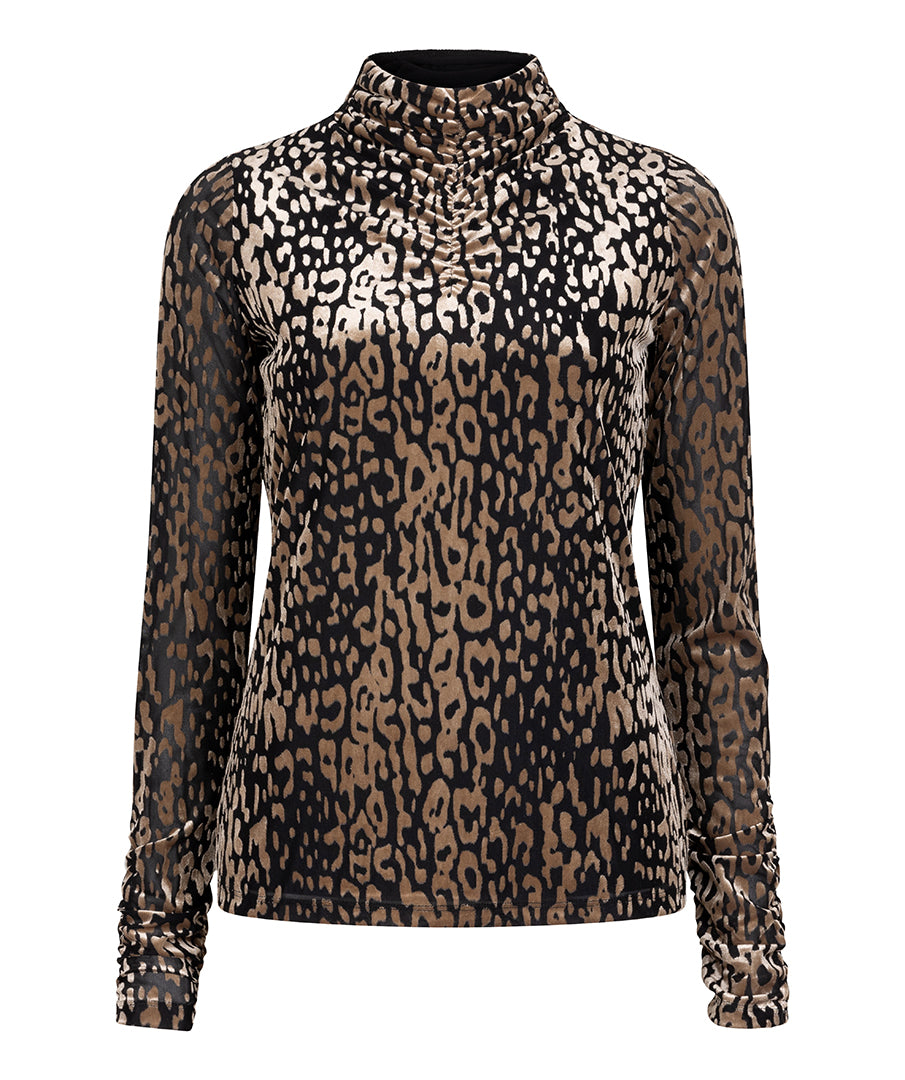 ESQUALO SAHARA Black & Gold Mesh Longsleeve Top