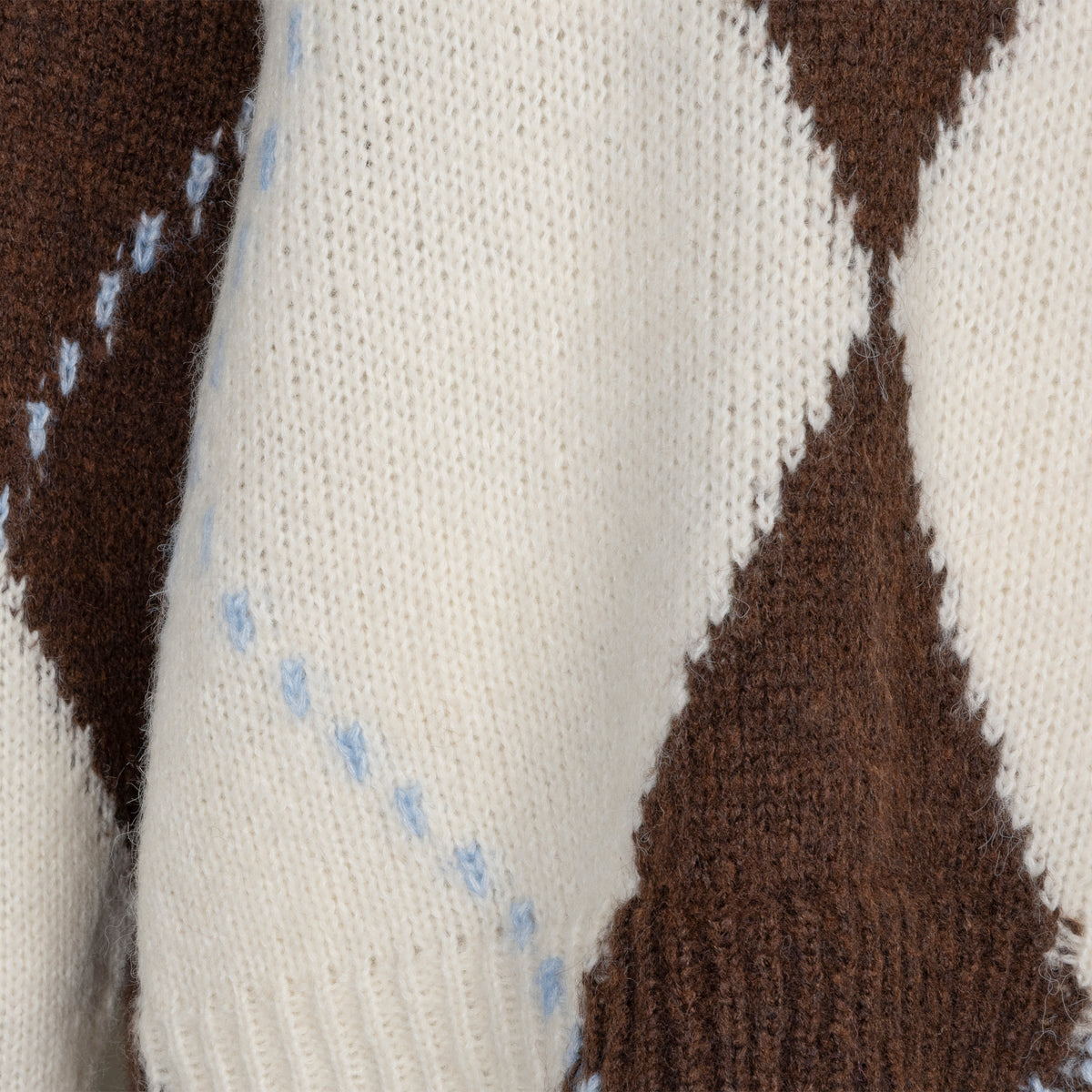 ESQUALO MAISIE Chocolate Brown, Cream & Slate Blue Argyle Knit Sweater