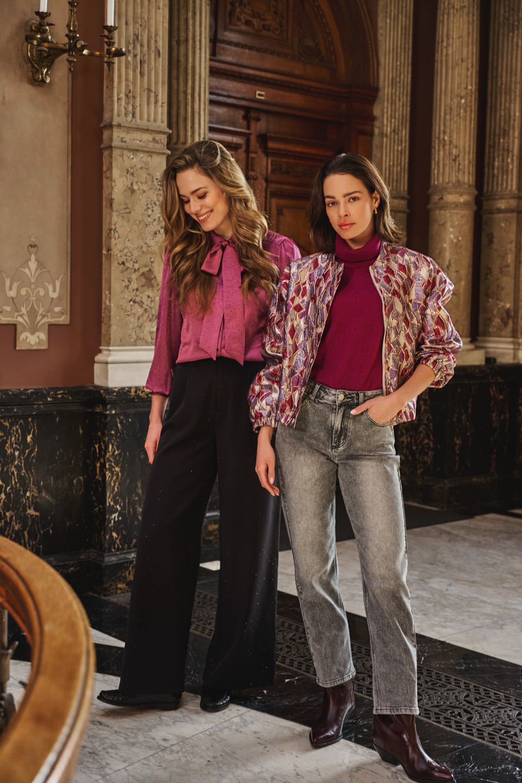 ESQUALO REINA Metallic Mosaic Jewel-Tone Bomber Jacket