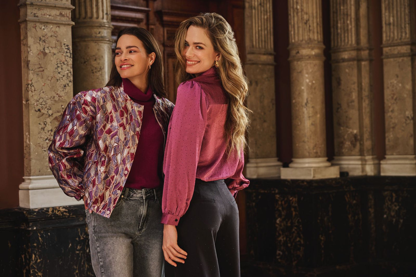 ESQUALO REINA Metallic Mosaic Jewel-Tone Bomber Jacket