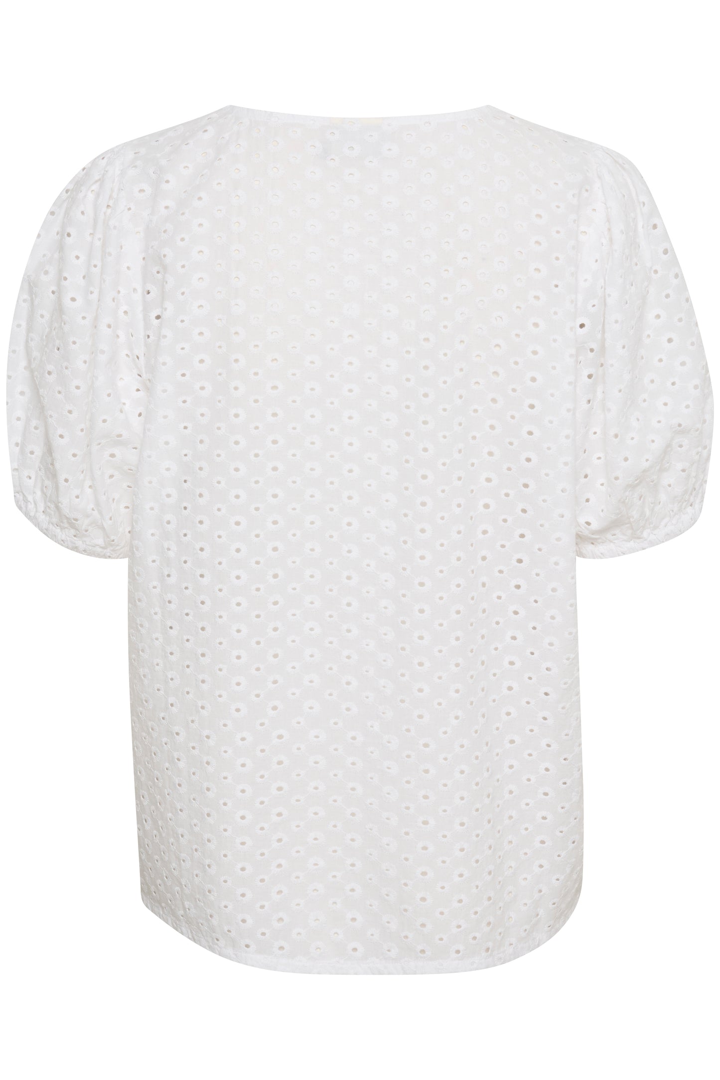 KAFFE KAKIO Chalk White English Embroidery Shortsleeve Vneck Blouse