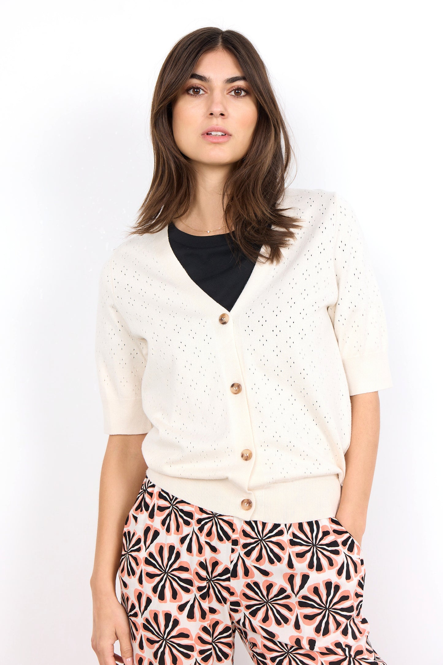 SOYA CONCEPT DOLLIE 735 Cream Short Sleeve Cardigan