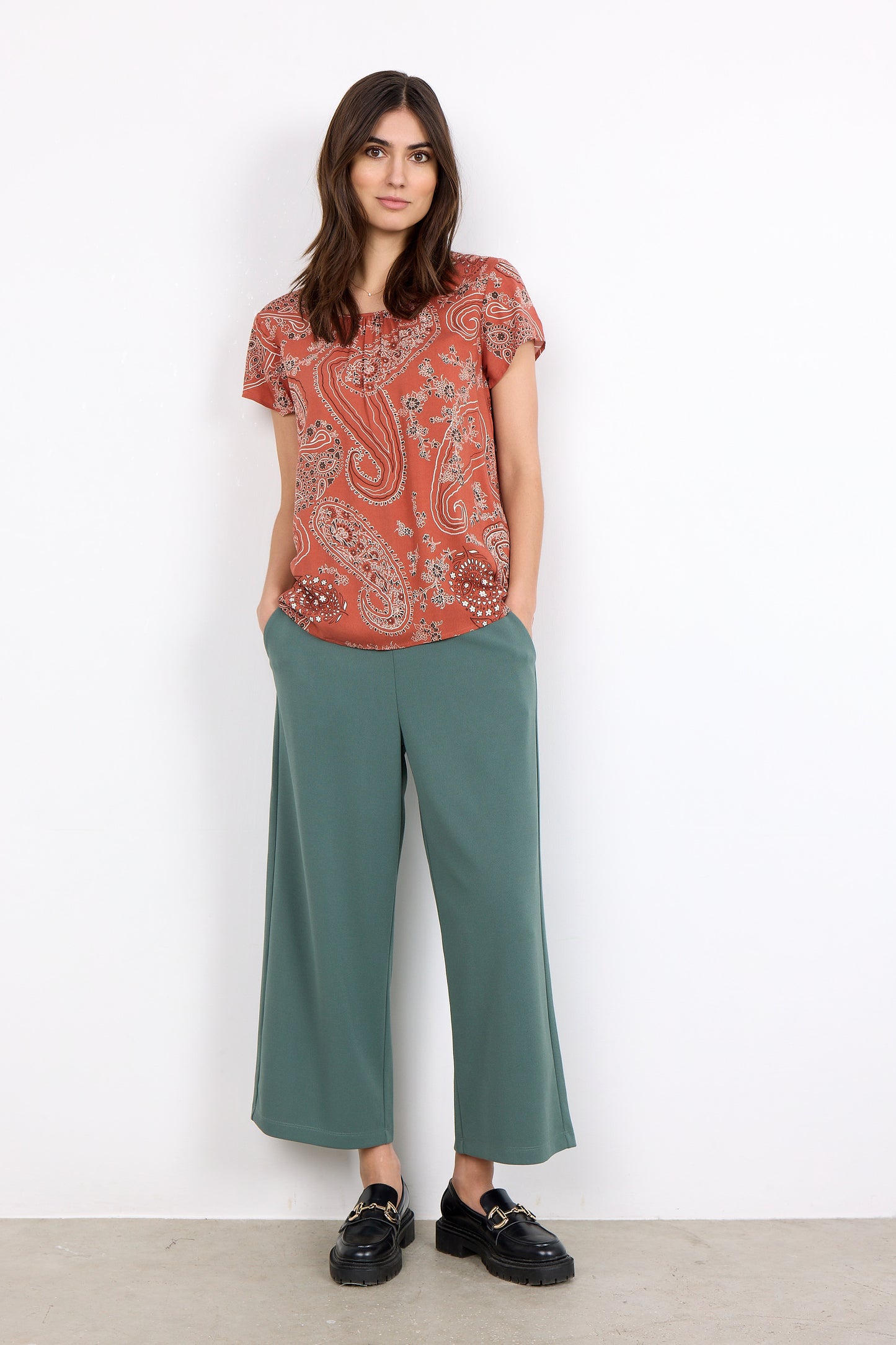 SOYA CONCEPT Latoya 2 Dusty Red Paisley Shortsleeve Tee