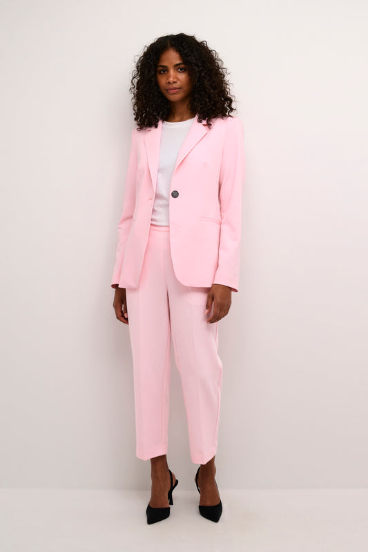KAFFE SAKURA Pastel Pink High-Waisted Cropped Trousers