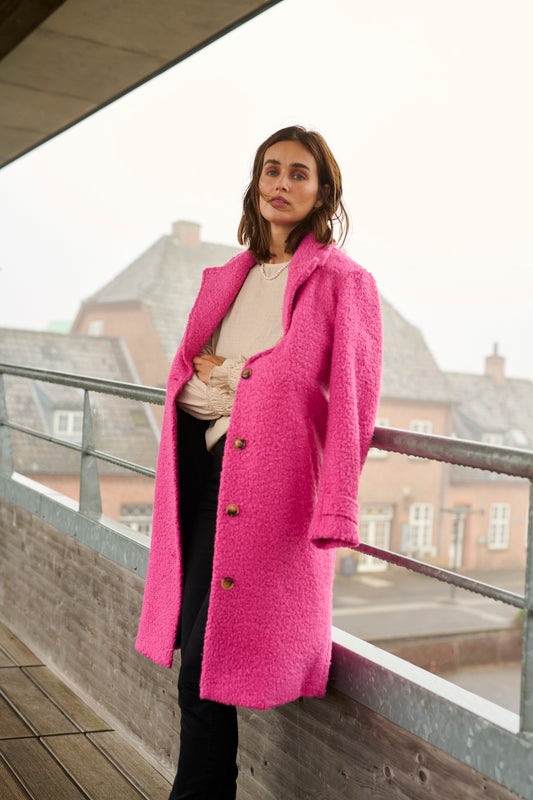 KAFFE ANNE Shocking Pink Teddy Jacket