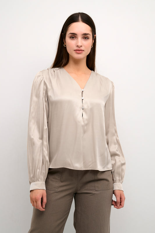 KAFFE Laura Champagne Satin Blouse