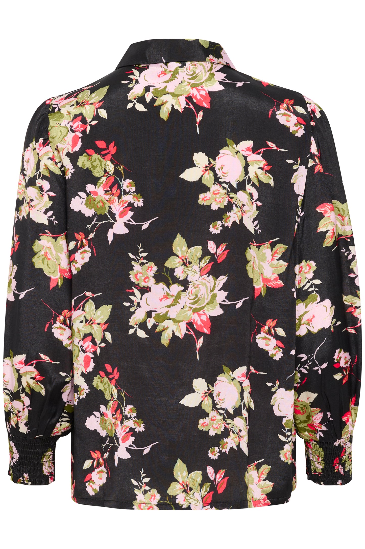 KAFFE LORELEI Black Floral 3/4 Sleeve Button Down Blouse