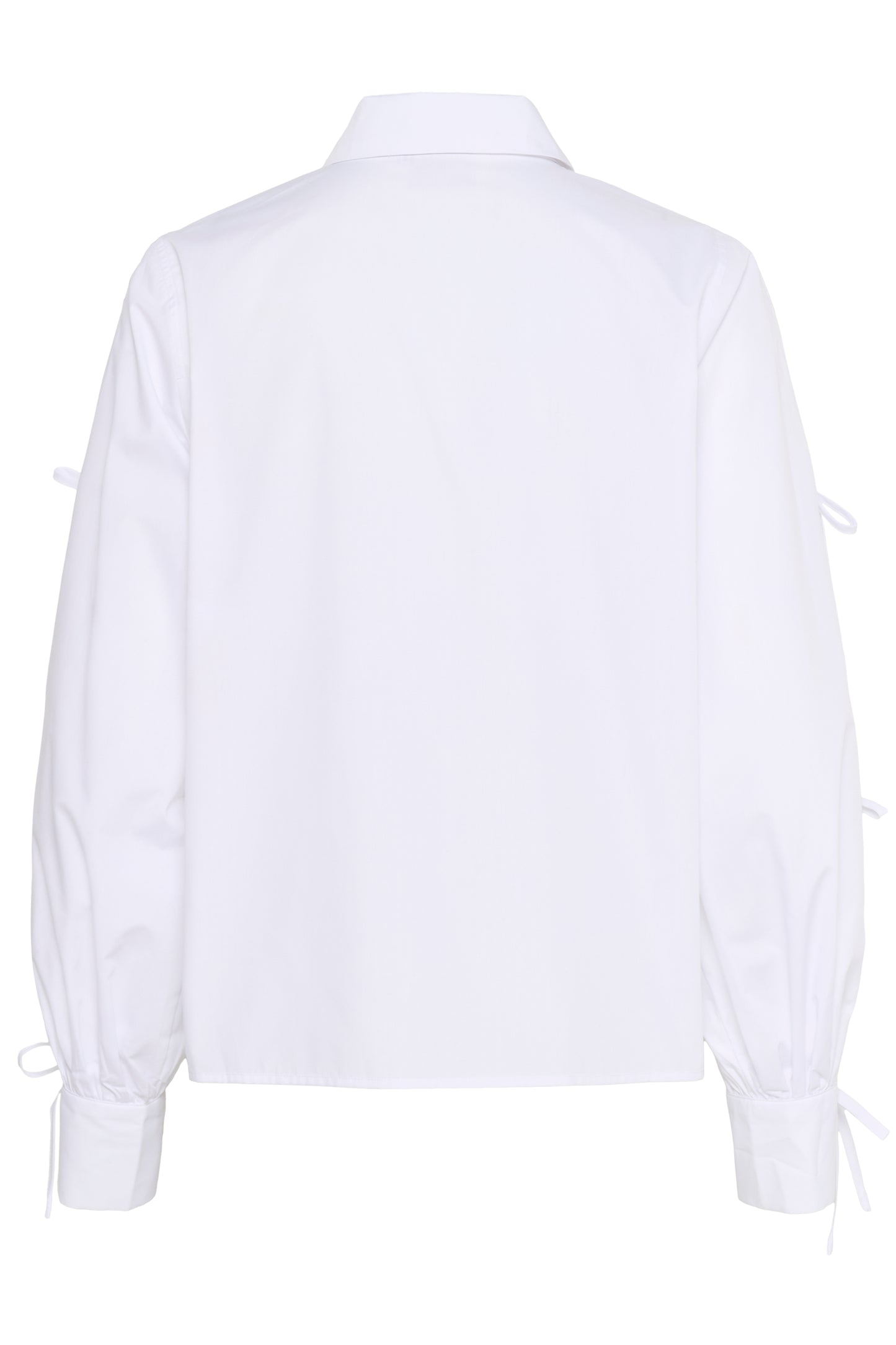 KAFFE SARA Crisp White Tie-Sleeve Blouse – Modern Minimalism with a Soft Feminine Twist