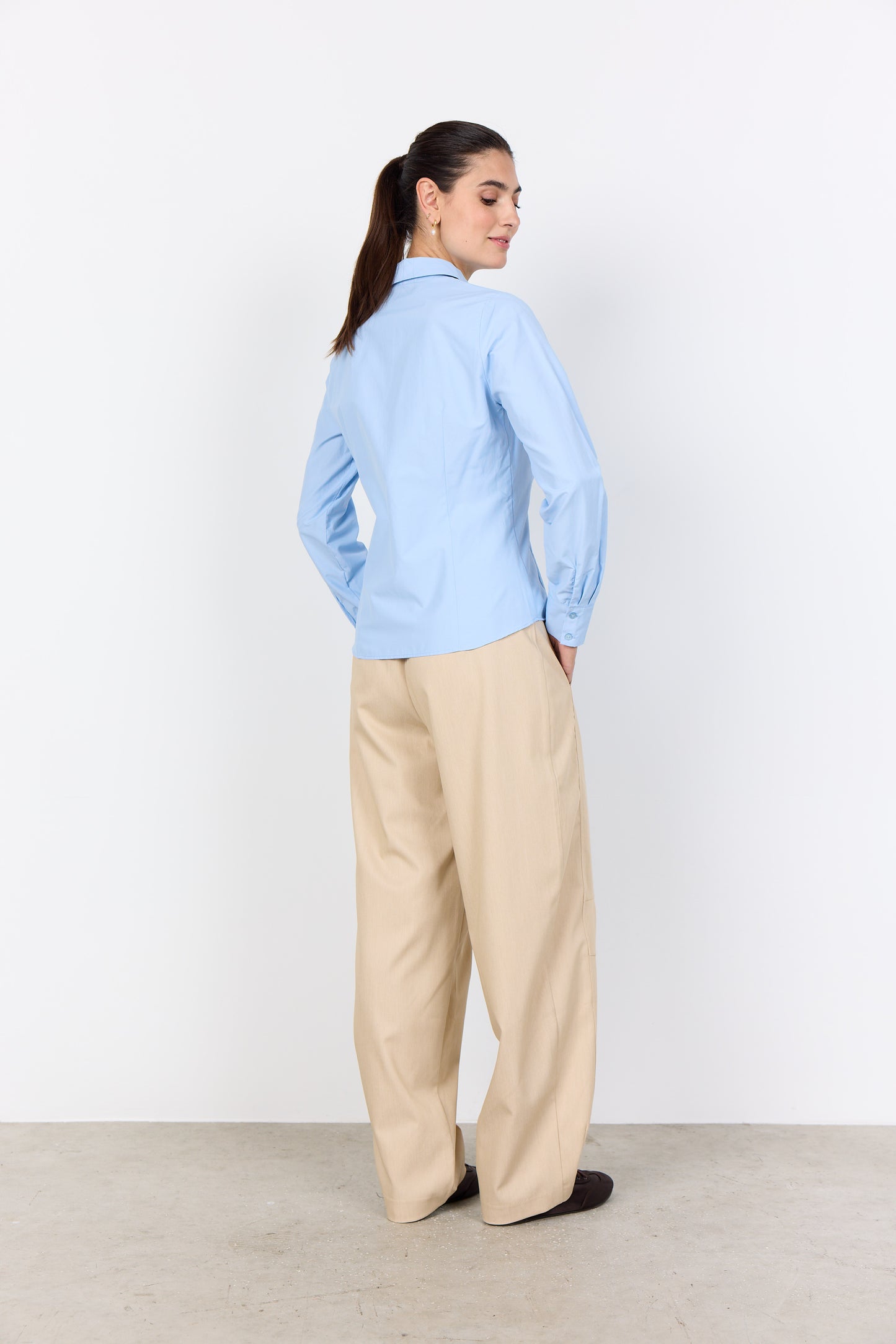 SOYA CONCEPT Netti 6 Blue Tailored Shirt – Hidden Button Classic Blouse
