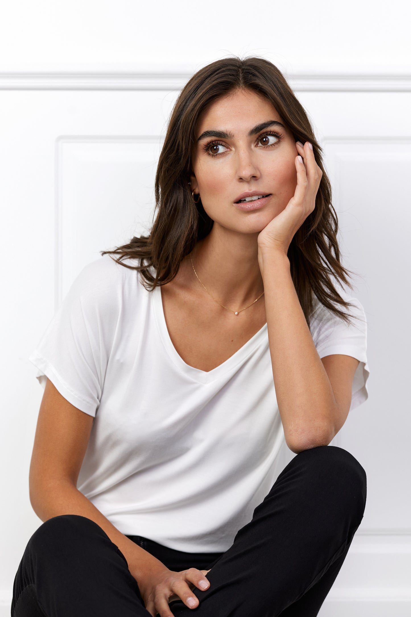SOYA CONCEPT MARICA 32 Off White V Neck T Shirt