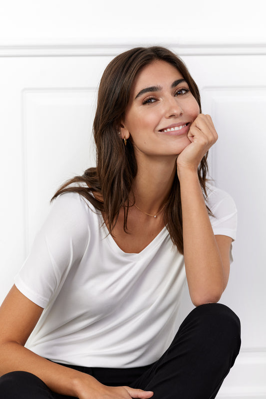 SOYA CONCEPT MARICA 32 Off White V Neck T Shirt