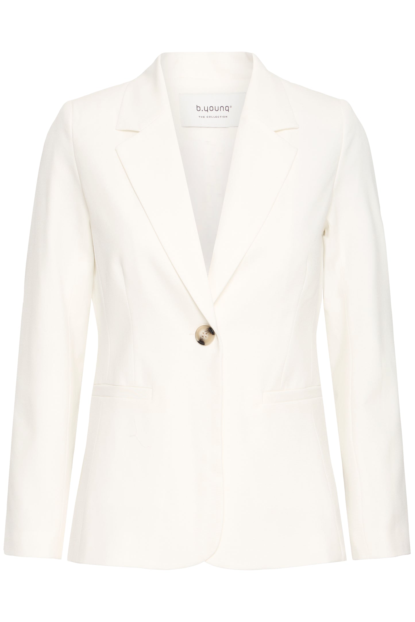 B.YOUNG LEIGHTON Cloud Dancer White Blazer – Tailored Statement Single-Button Jacket