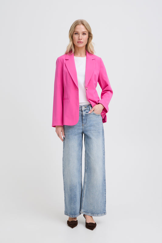 B.YOUNG LEIGHTON Pink Blazer – Tailored Statement Single-Button Jacket