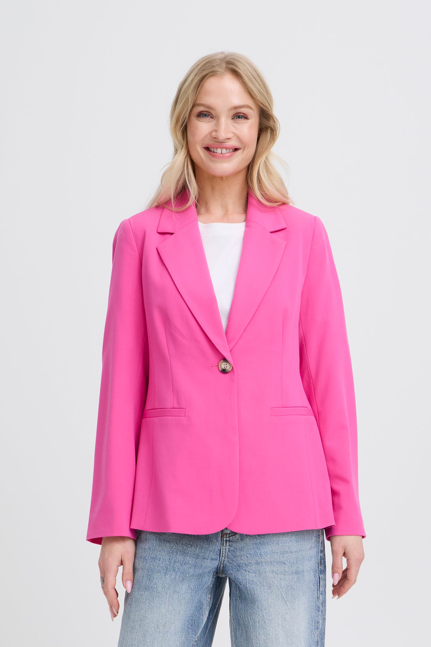 B.YOUNG LEIGHTON Pink Blazer – Tailored Statement Single-Button Jacket