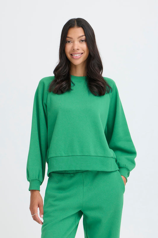 B.YOUNG MILEY Kelly Green Crewneck – Relaxed Fit Soft Sweatshirt