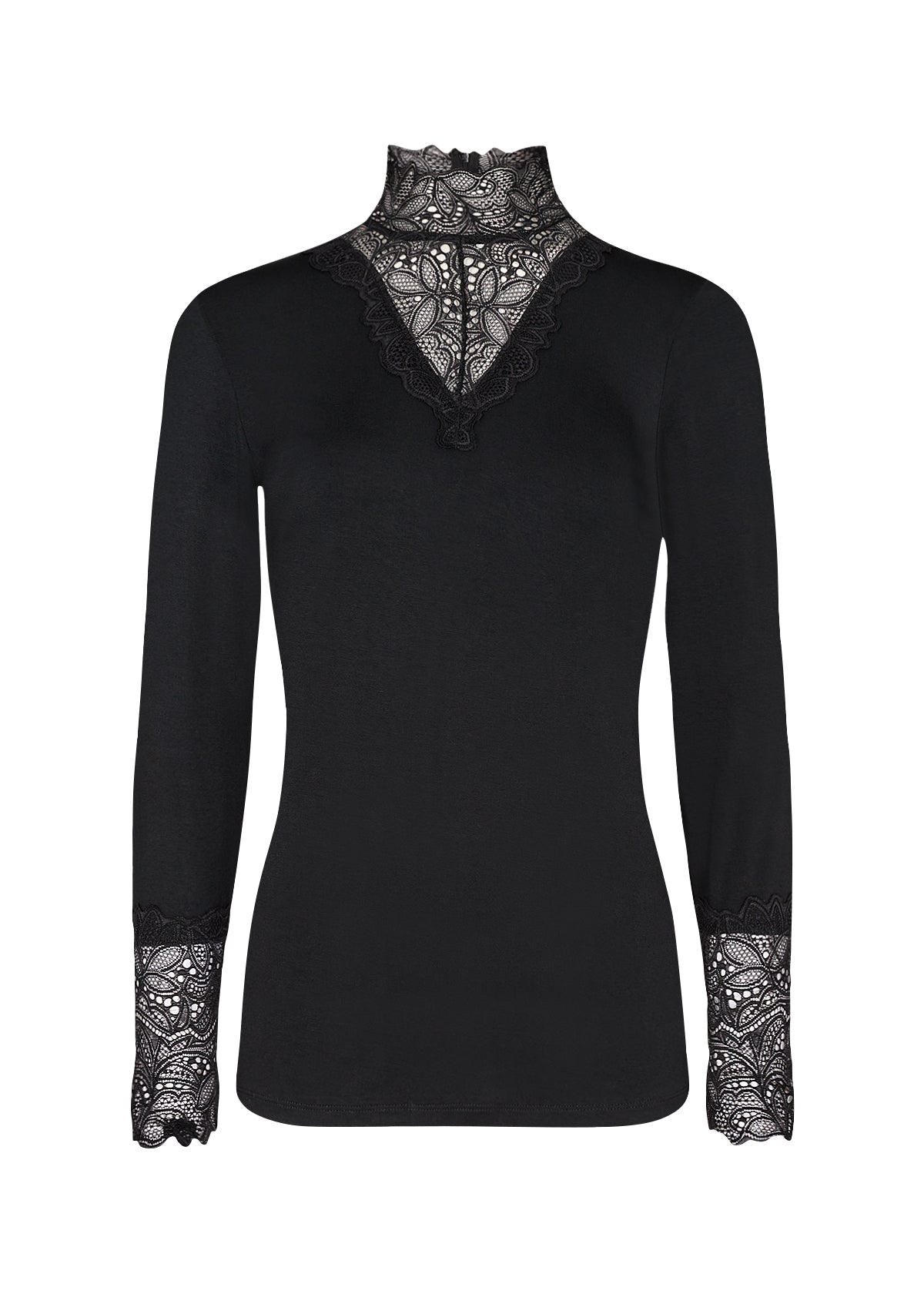 SOYA CONCEPT Marica 20 Black V Neck Lace Longsleeve Top