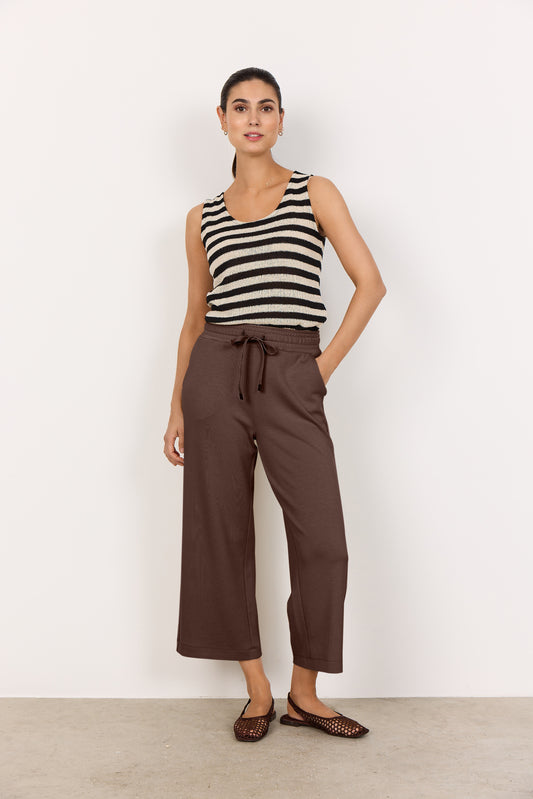 SOYA CONCEPT Banu 26 Cropped Chocolate Brown Soft Sweat Pants