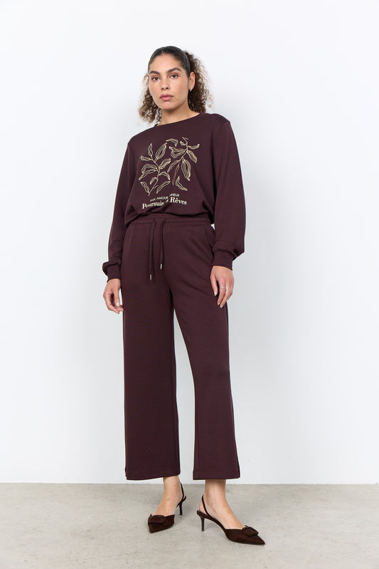 SOYA CONCEPT BANU 33 Chocolate Plum Brown Soft Sweat Pants