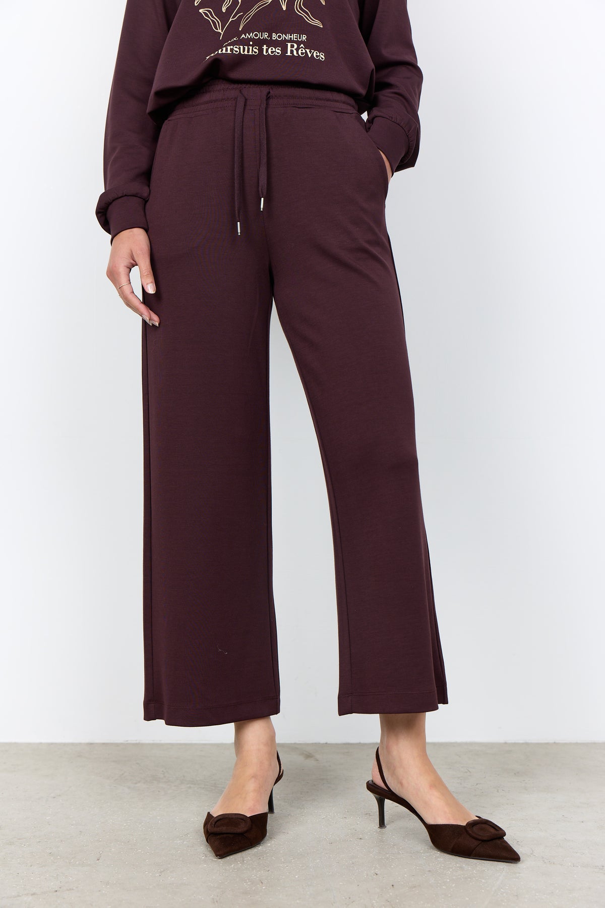 SOYA CONCEPT BANU 33 Chocolate Plum Brown Soft Sweat Pants