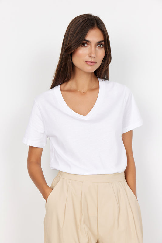 SOYA CONCEPT Derby Crisp White 100% Organic Cotton V Neck T-Shirt