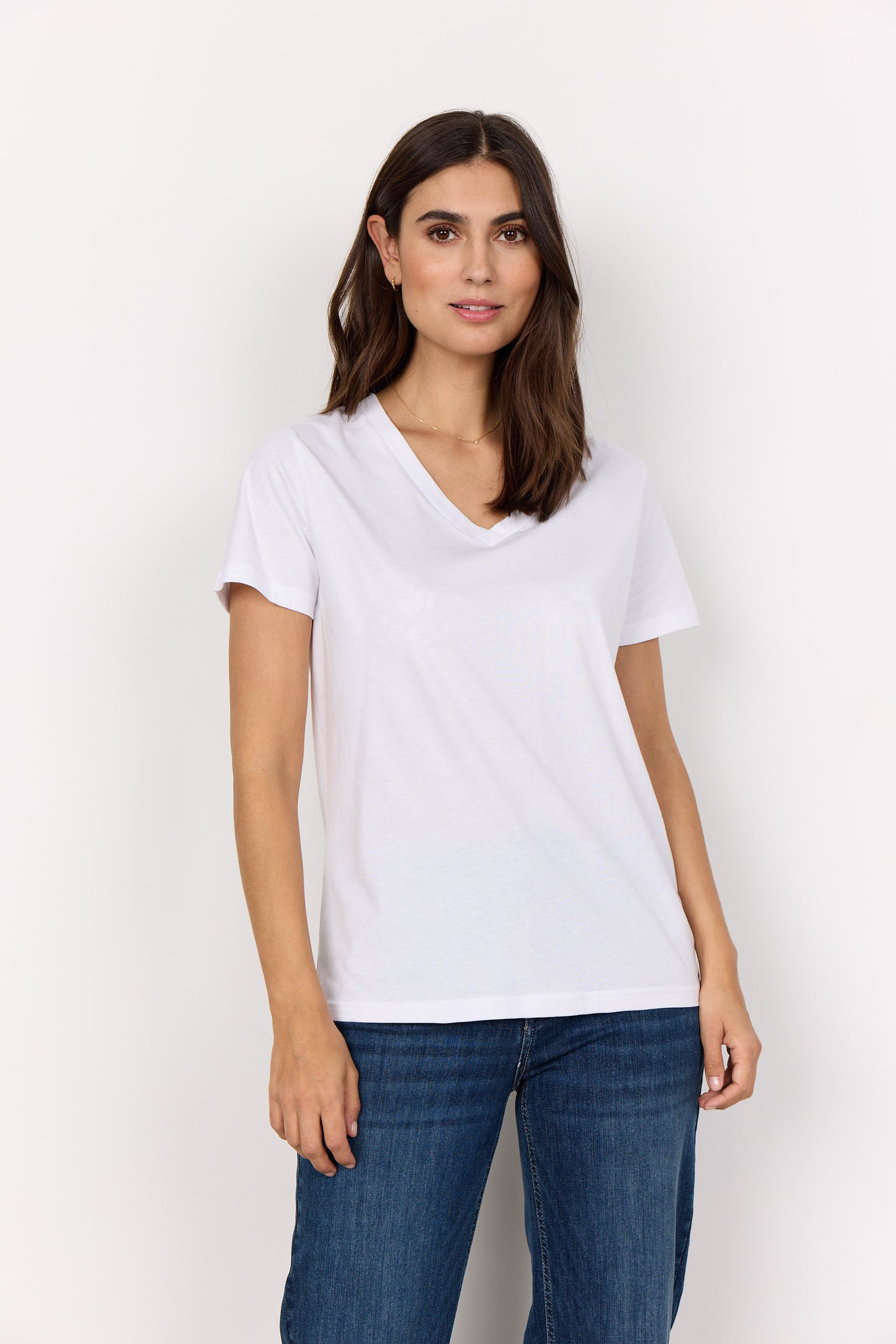 SOYA CONCEPT Derby Crisp White 100% Organic Cotton V Neck T-Shirt