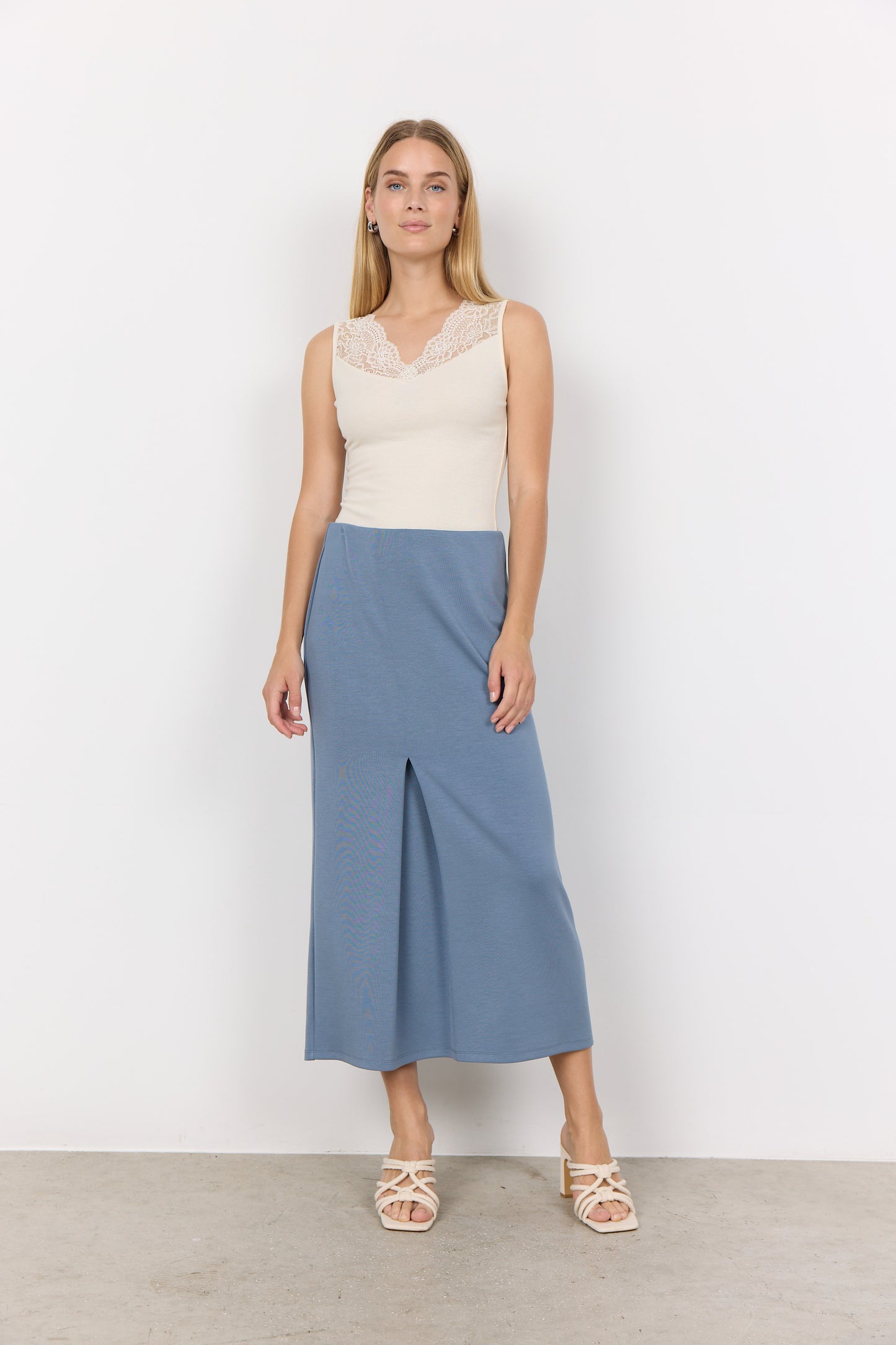 SOYA CONCEPT Ryan 31 Cream Ribbed Lace Collared Camisole
