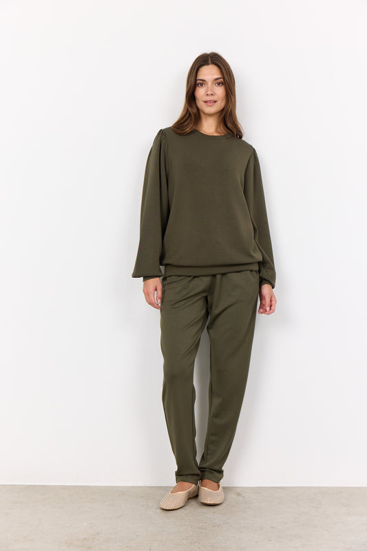 SOYA CONCEPT BANU 120 Dark Army Green Crewneck Sweater