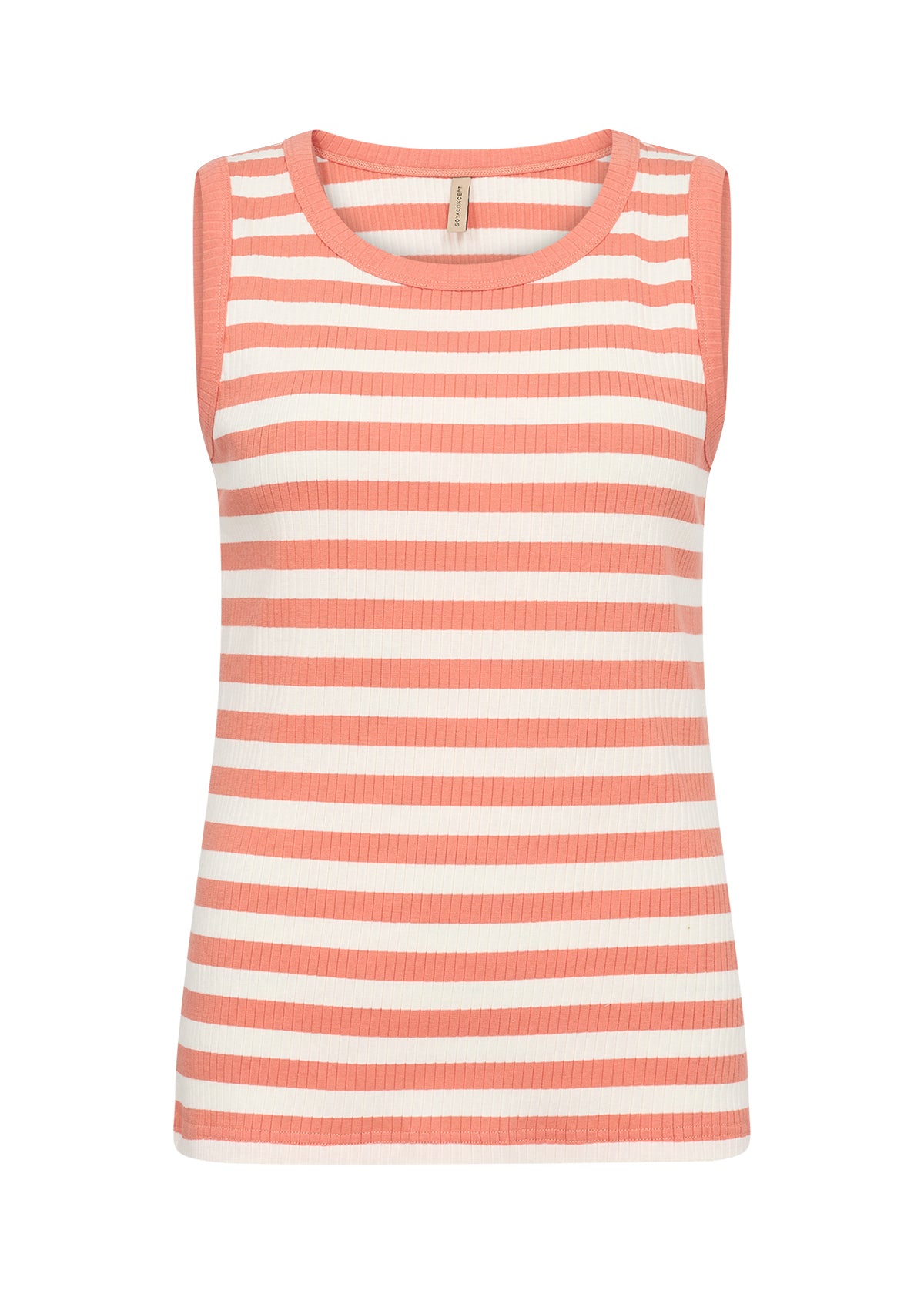 SOYA CONCEPT Djaka 1  Orange & White Striped & Ribbed Tank Top