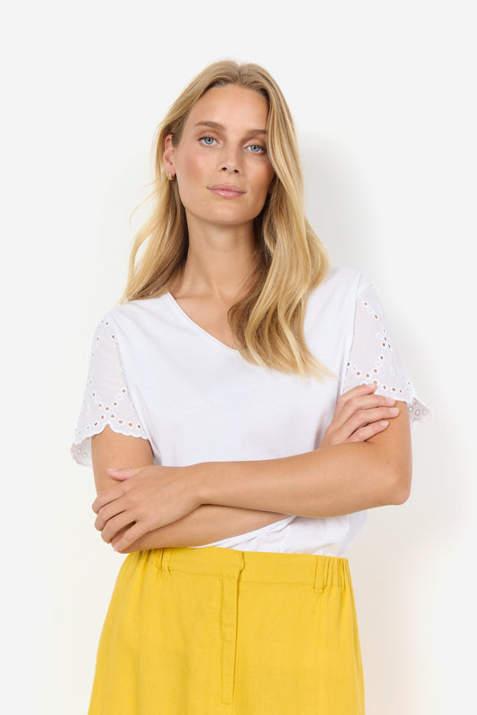 SOYA CONCEPT Loraine 5 100% Organic Cotton Pure White Eyelet Shirt