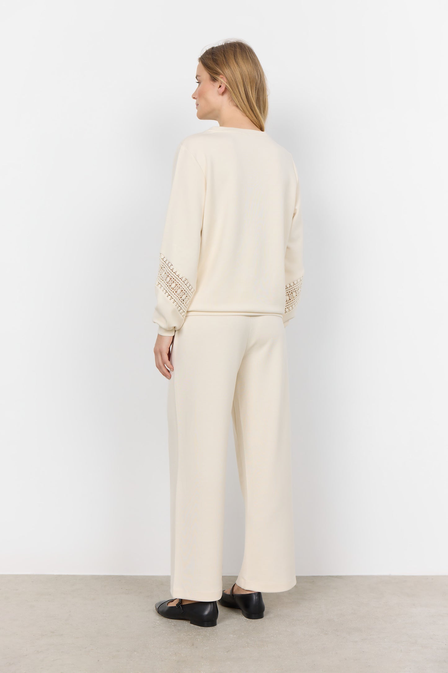 SOYA CONCEPT Banu 193 Cream Crocheted Lace Crewneck