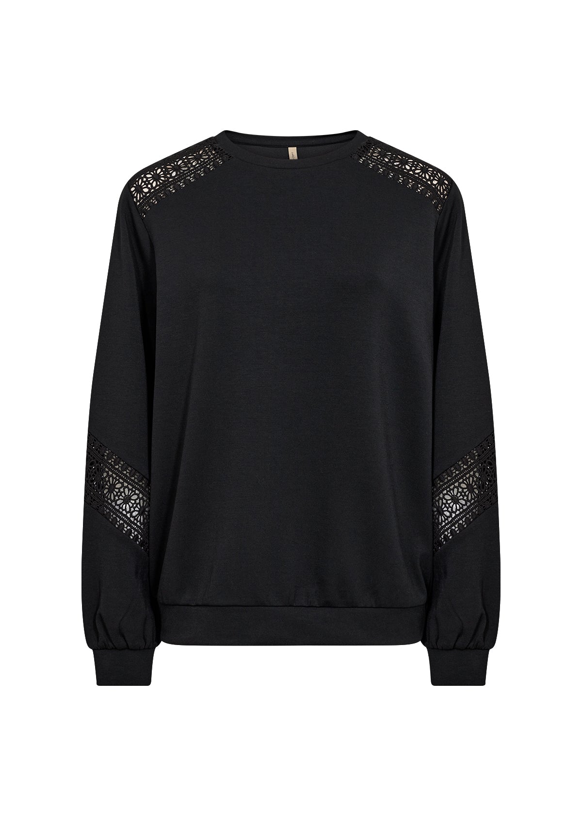 SOYA CONCEPT Banu 193 Black Crocheted Lace Crewneck