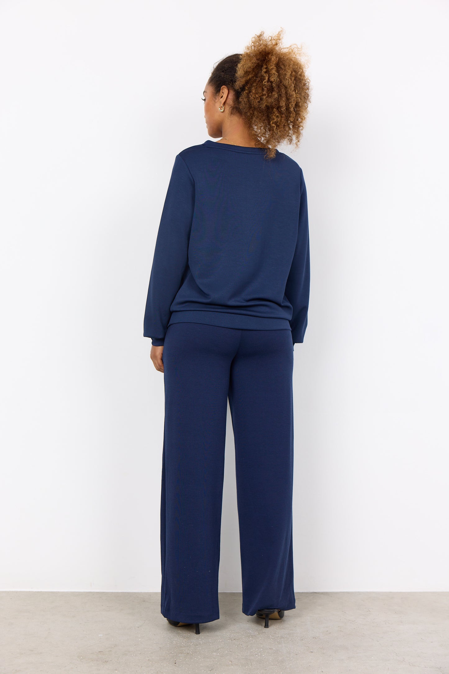 SOYA CONCEPT BANU 194 Navy Blue Iris V Neck Luxe Sweat Shirt
