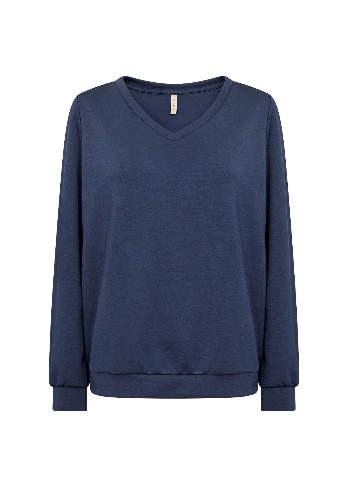 SOYA CONCEPT BANU 194 Navy Blue Iris V Neck Luxe Sweat Shirt