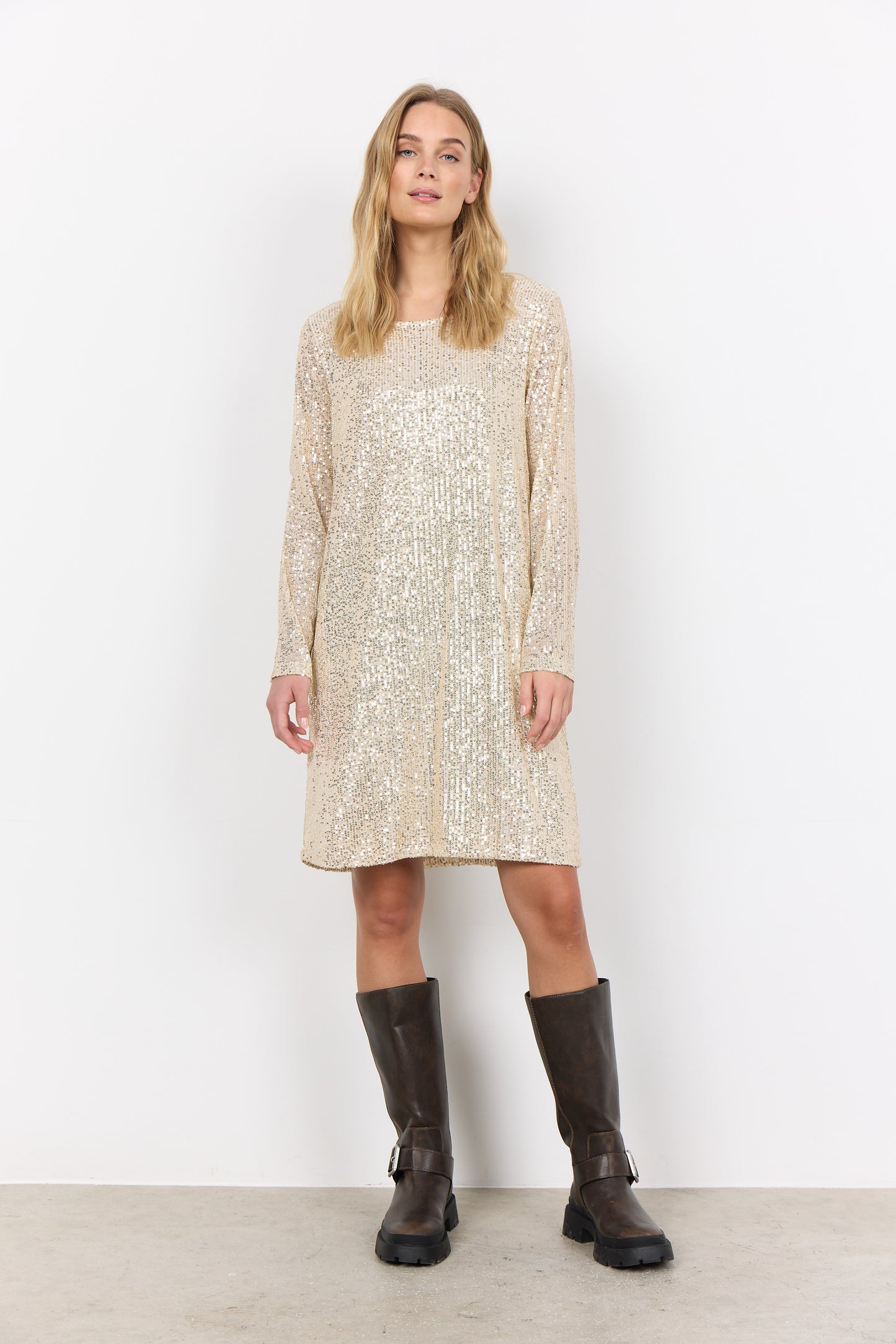 SOYA CONCEPT Nanette 2 Cream Sequin Glam Dress