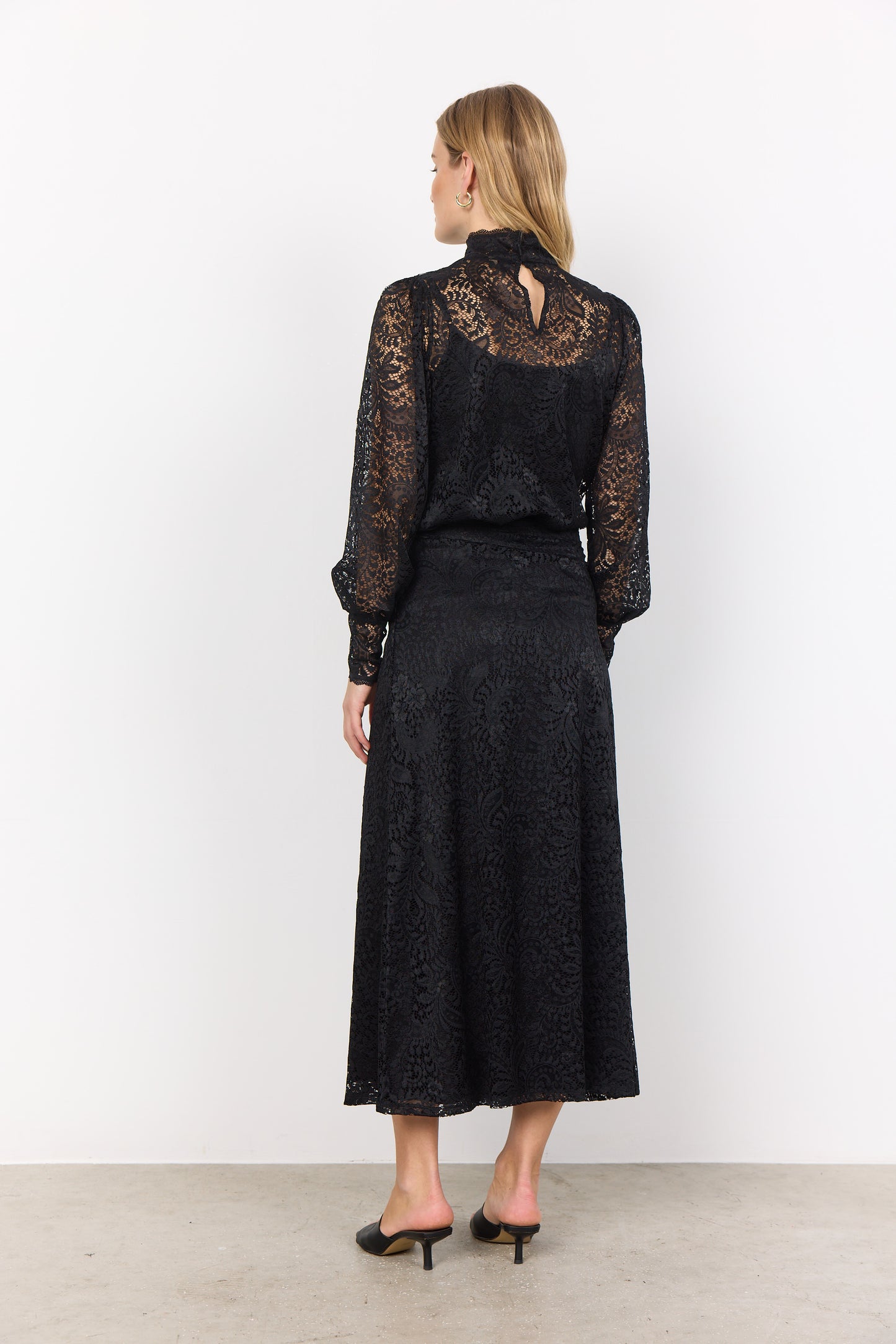 SOYA CONCEPT Nailah Black Paisley Lace Mesh Blouse