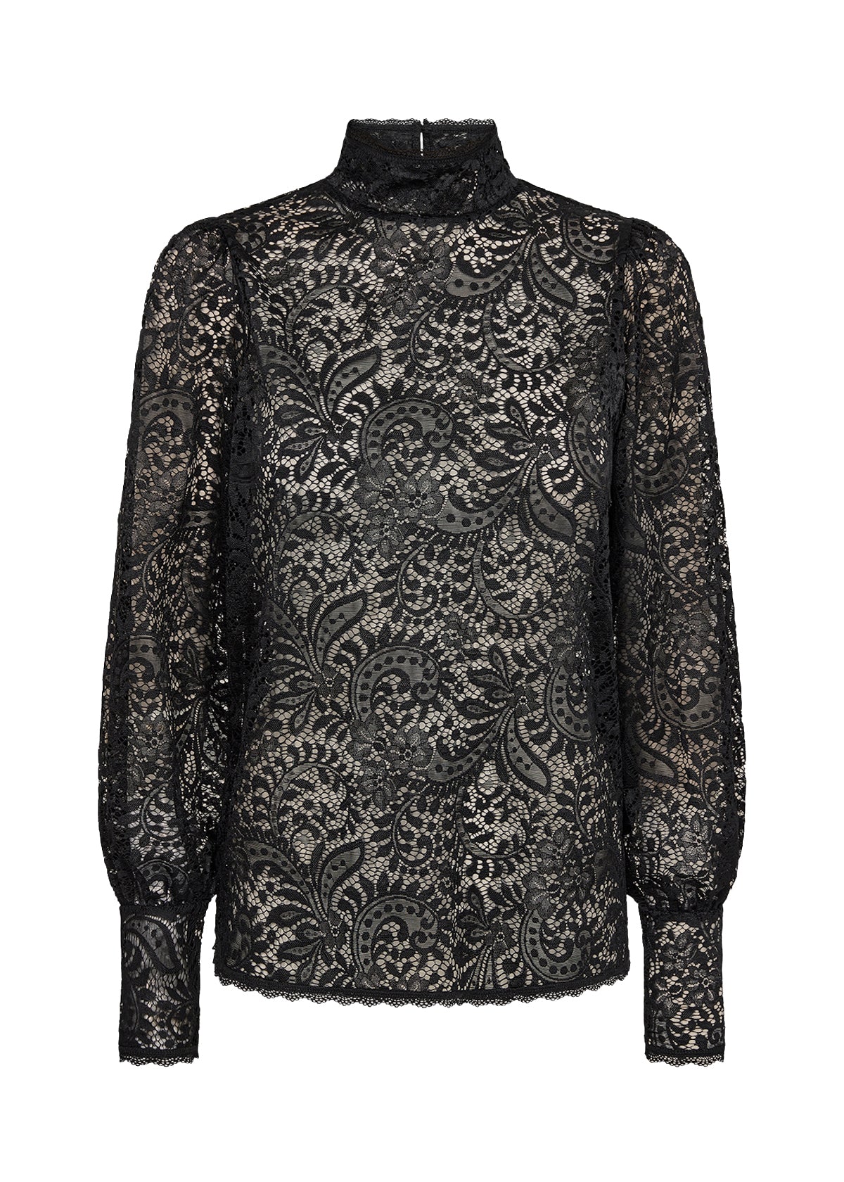SOYA CONCEPT Nailah Black Paisley Lace Mesh Blouse