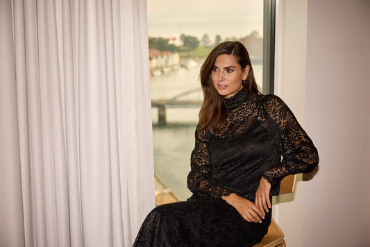 SOYA CONCEPT Nailah Black Paisley Lace Mesh Blouse