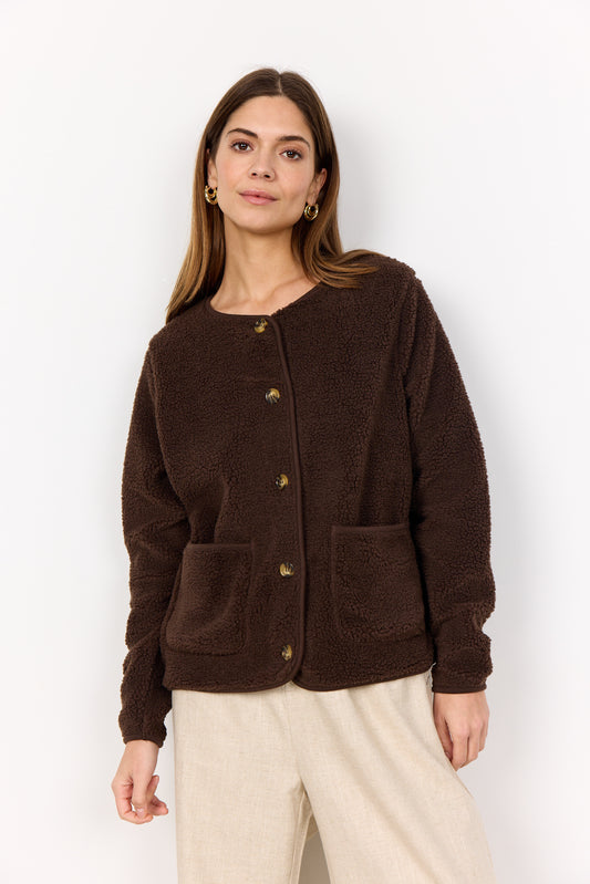 SOYA CONCEPT ONYX Chocolate Brown Teddy Cardigan