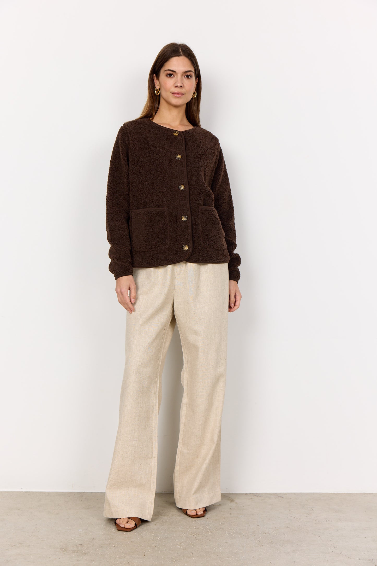 SOYA CONCEPT ONYX Chocolate Brown Teddy Cardigan