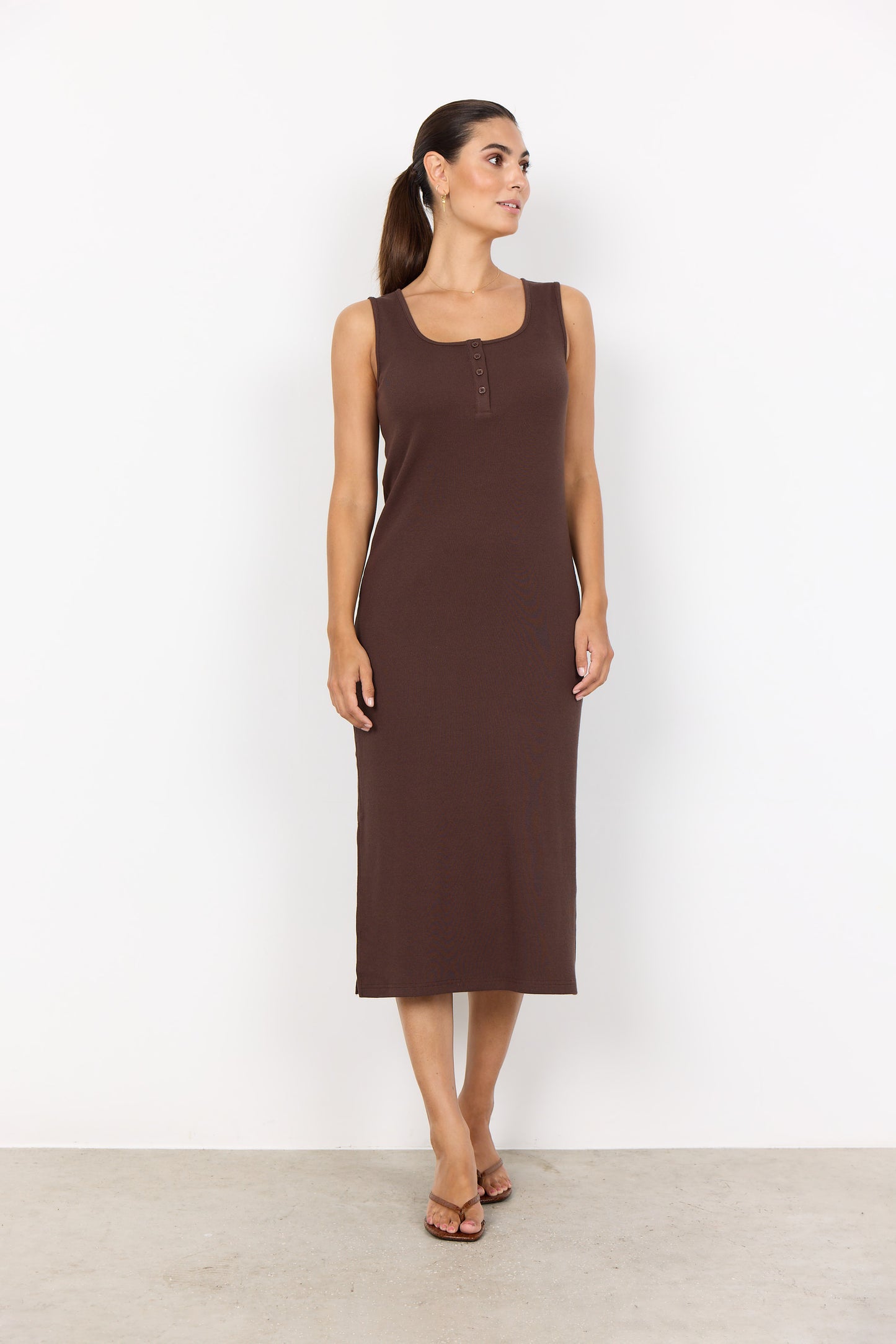 SOYA CONCEPT MIGNON Chocolate Brown Midi Dress