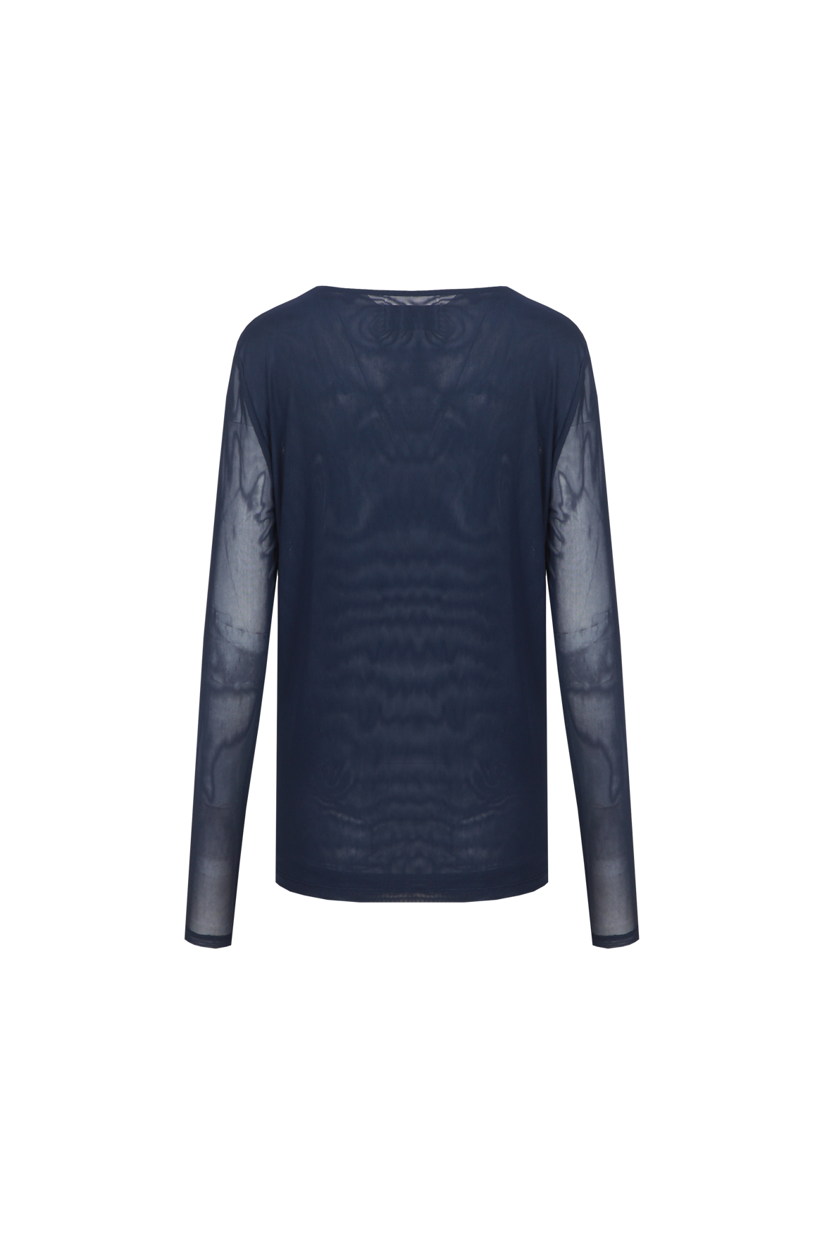 C&S THE LABEL TANEA Navy Blue Sheer Mesh Long Sleeve Top