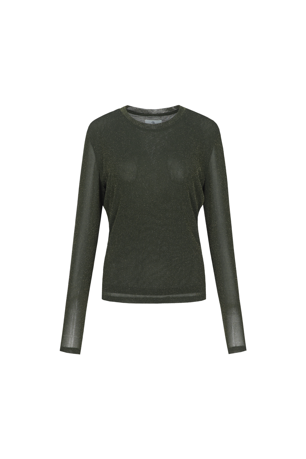 C&S THE LABEL TANEA Army Green Sheer Mesh Long Sleeve Top