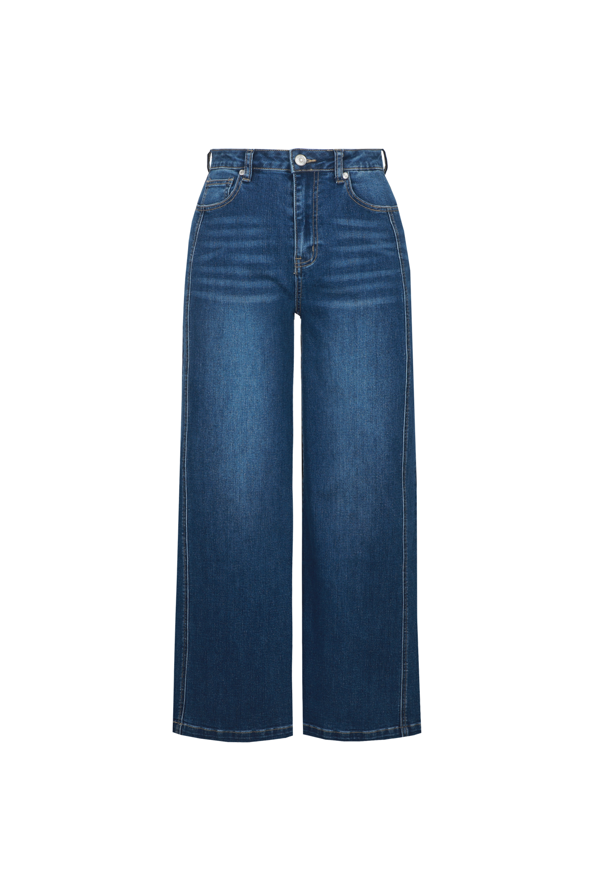 C&S THE LABEL NICO Mid Blue Wash High-Rise Wide Leg Jeans